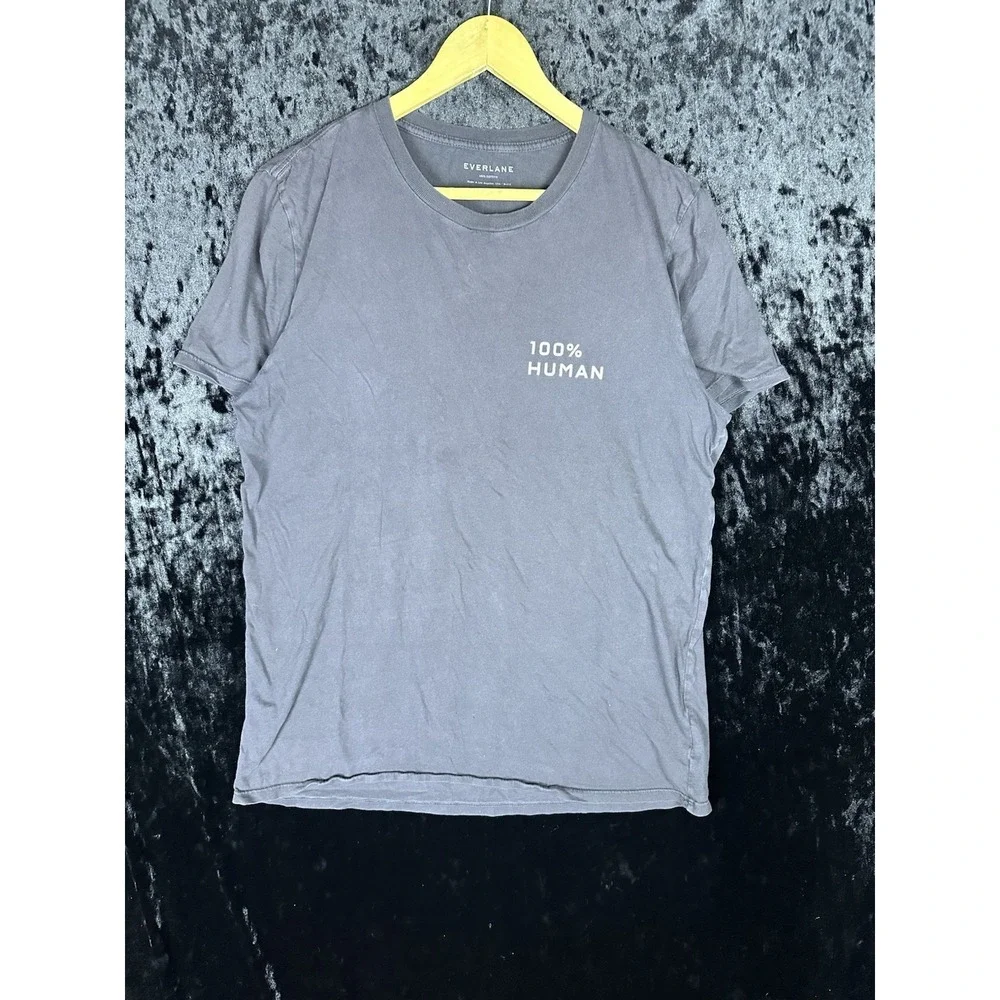 Everlane "100% Human" Short Sleeve T Shirt Mens L Black Slogan Print Casual - Picture 1 of 7